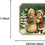 A collection of 50 unique vintage Christmas-themed vinyl stickers with various festive designs, suitable for decorating.