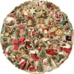 A collection of 50 unique vintage Christmas-themed vinyl stickers with various festive designs, suitable for decorating.