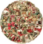 A collection of 50 unique vintage Christmas-themed vinyl stickers with various festive designs, suitable for decorating.