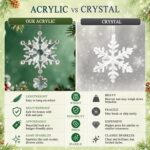 A collection of 20 clear light blue acrylic snowflake and icicle ornaments with drop pendants, ready to hang.