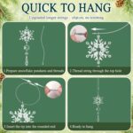 A collection of 20 clear light blue acrylic snowflake and icicle ornaments with drop pendants, ready to hang.