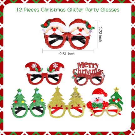 A collection of 24 colorful Christmas-themed headbands and glasses, featuring Santa, reindeer, snowmen, and Christmas tree de