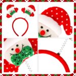 A collection of 24 colorful Christmas-themed headbands and glasses, featuring Santa, reindeer, snowmen, and Christmas tree de