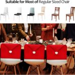 A set of 10 red Santa hat-shaped chair back covers, festive and ready for Christmas holiday party decorations.