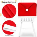 A set of 10 red Santa hat-shaped chair back covers, festive and ready for Christmas holiday party decorations.
