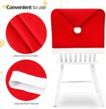 A set of 10 red Santa hat-shaped chair back covers, festive and ready for Christmas holiday party decorations.